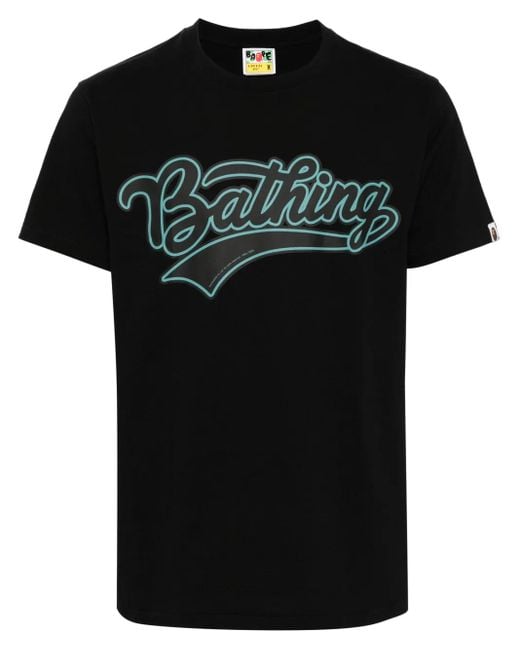 A Bathing Ape Black Logo-Print Cotton T-Shirt for men