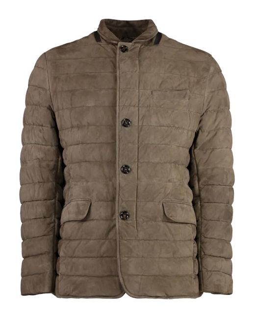 Moorer Green Zavyer Quilted Suede Jacket for men