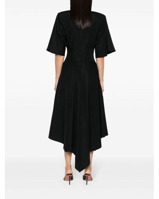Alexandre Vauthier Black Poplin Shoulder-pads Midi Dress