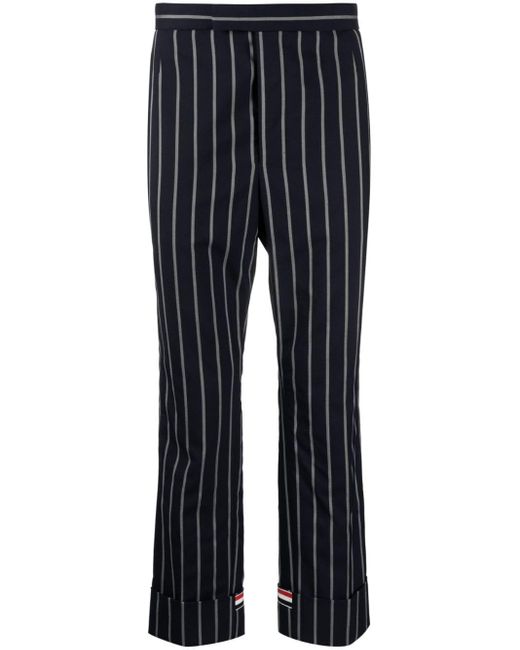Thom Browne Blue Striped Straight-leg Wool Trousers for men