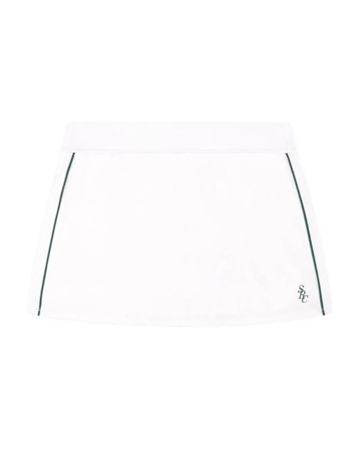 Sporty & Rich White Side-Stripe Mini Skirt