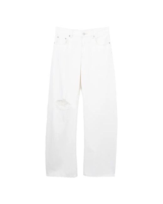 Helmut Lang White Jean Évasé À Effet Usé