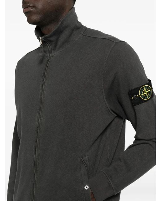 Stone Island Black 6100033 Malfilé Fleece 'Old' Effect Track Jacket for men