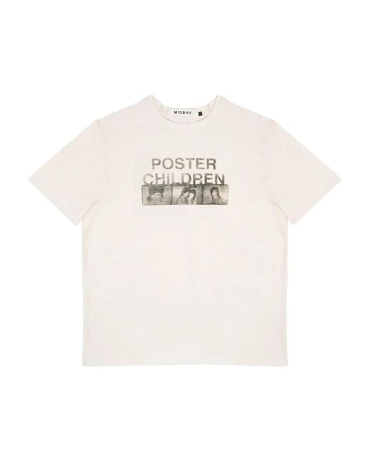 M I S B H V White Poster Children Graphic T-Shirt for men