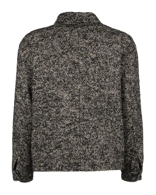 FRAME Black Mélange-Effect Jacket for men