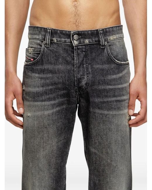 DIESEL Gray Relaxed Fit Distressed Jeans for men