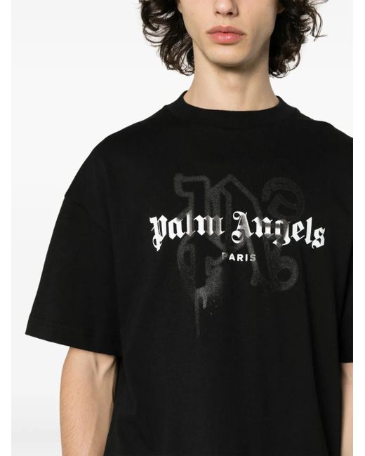 T-Shirt À Logo Paris Imprimé Palm Angels pour homme en coloris Black