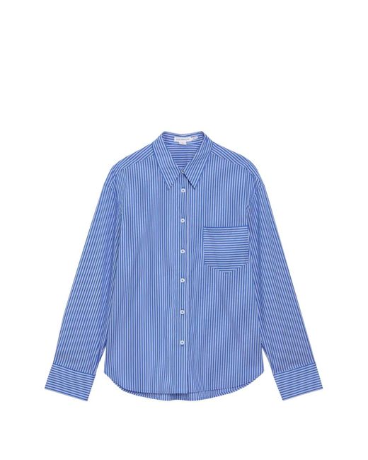 GOOD AMERICAN Blue Stripe-Print Cotton Shirt