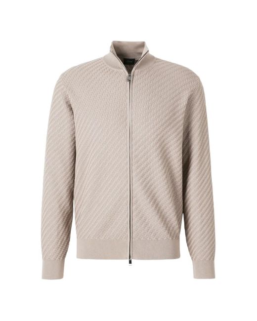 Brioni Natural Trama Braided Zip-Up Knit Cardigan for men