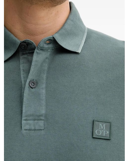 Marc O' Polo Green Logo-Patch Pique Polo Shirt for men