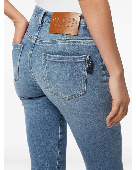 Philipp Plein Blue Logo-Plaque Jeans