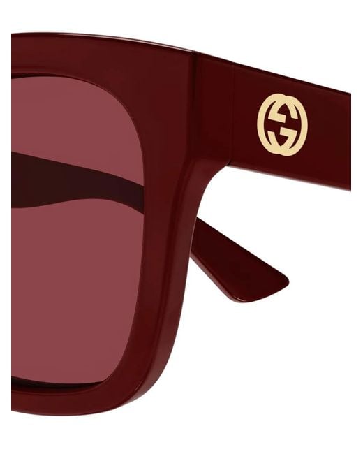 Gucci Red Square-Frame Sunglasses