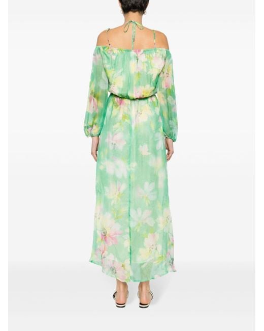 Liu Jo Green Chiffon-Kleid mit Blumen-Print