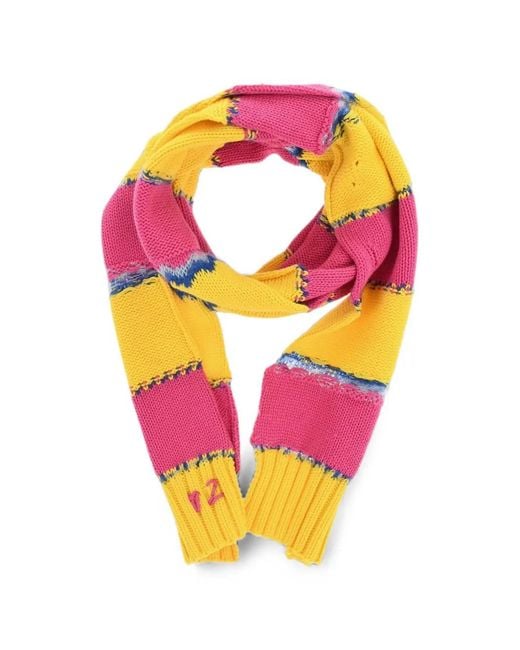 DSquared² Pink Striped Distressed-Effect Scarf for men