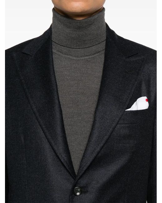 Kiton Black Checkered Suit for men