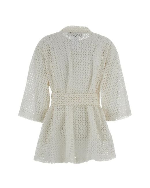 Irie White Crochet Belted Jacket