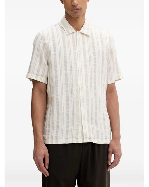 Marc O' Polo White Vertical-Stripe Short-Sleeved Shirt for men