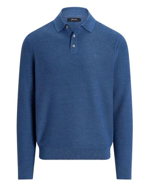 Ralph Lauren Blue Long-Sleeve Polo Sweater for men