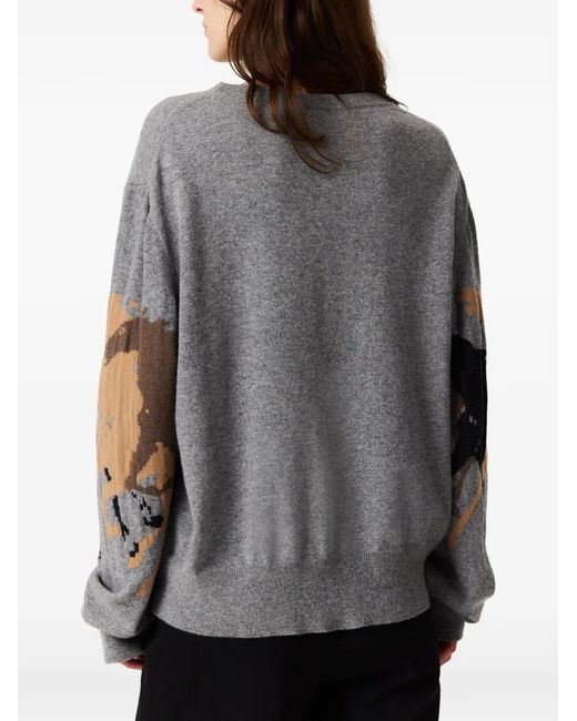 Stella McCartney Gray Racing Horses Wool Jumper