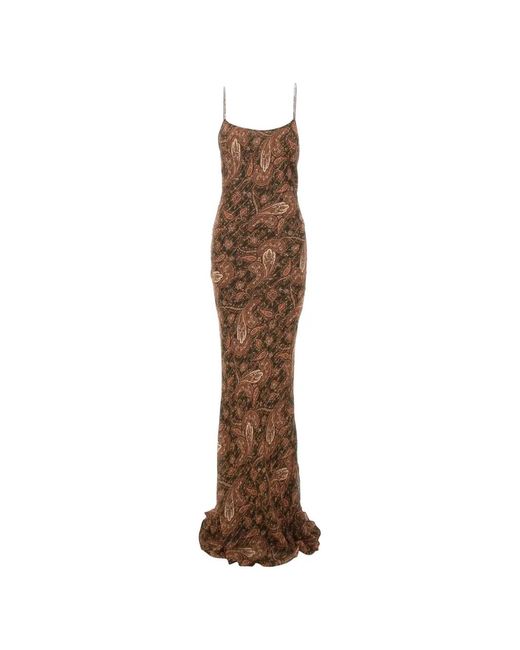 ANDAMANE Brown Ninfea Paisley-Print Maxi Dress