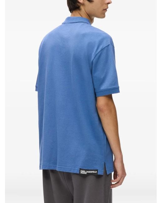 Karl Lagerfeld Blue Logo-Detail Polo Shirt for men