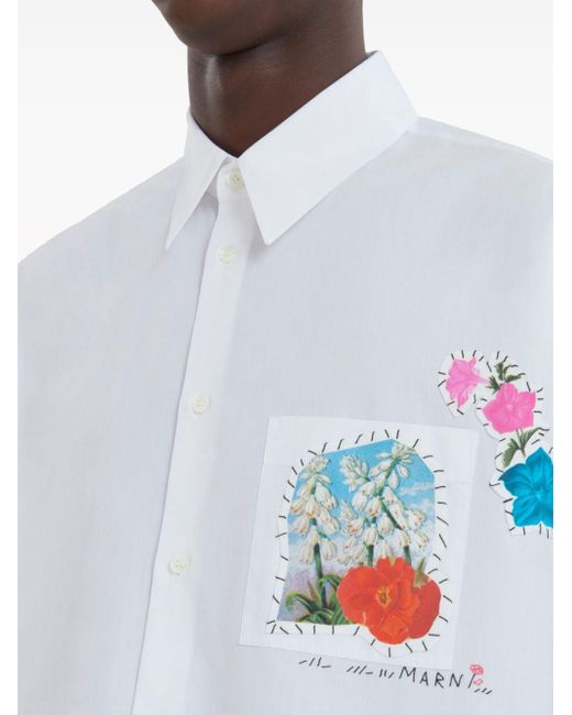 Camisa con aplique floral Marni de hombre de color White