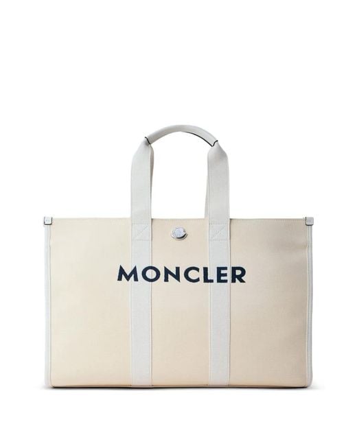 Moncler White Logo Canvas Tote Bag for men
