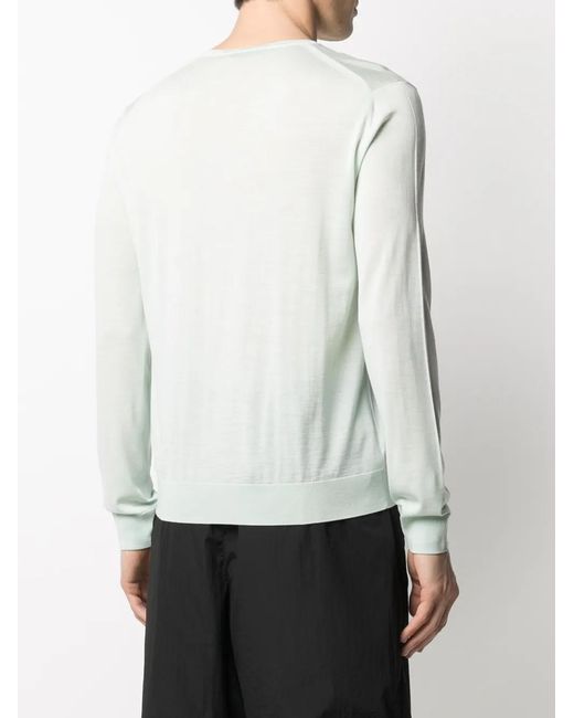 Prada White Knitted Long-Sleeve Jumper for men
