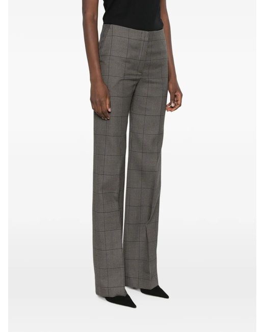 Mugler Gray Check-Pattern Trousers