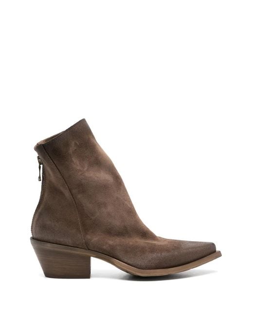 METISSE Brown Dx2215 Rear-Zip Pointed Boots