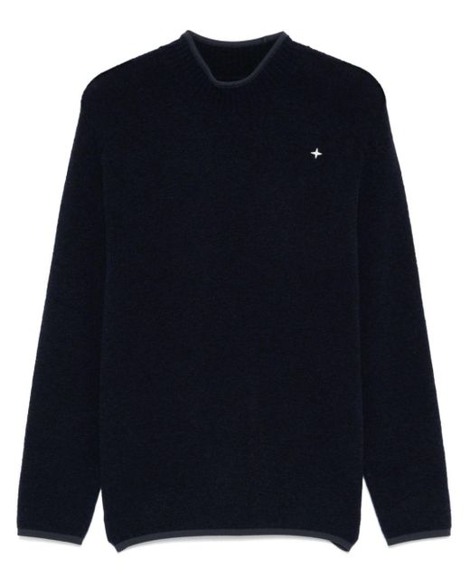 Pull A Logo Brode Stone Island pour homme en coloris Bleu Lyst