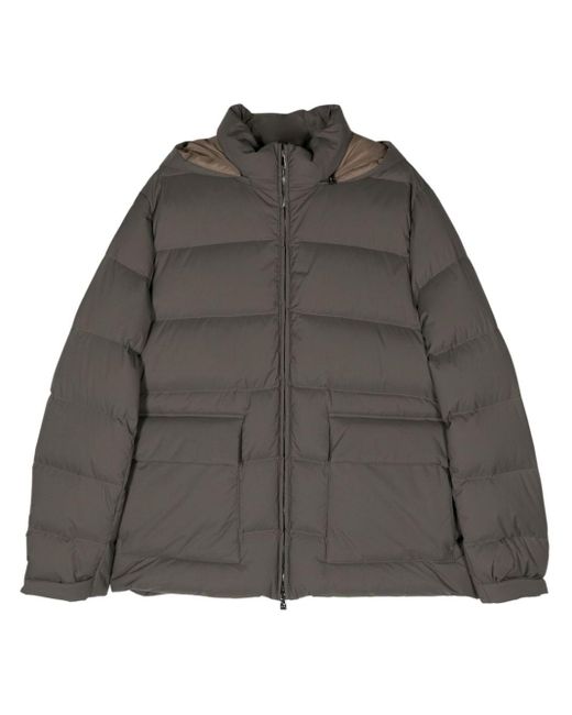Corneliani Hooded quilted puffer jacket in Gray für Herren