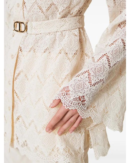 Twinset White Makramee-Hemd