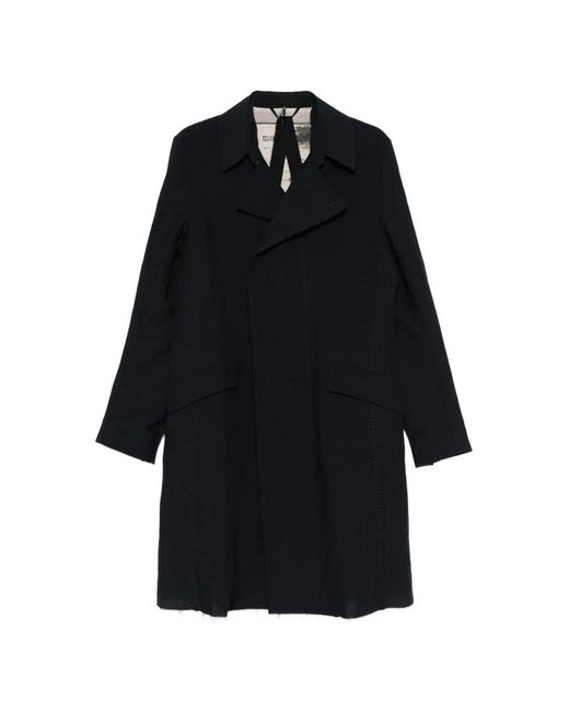 Masnada Black Frayed Coat for men