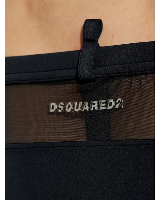 DSquared² Black Mesh Panel Swim Briefs for men
