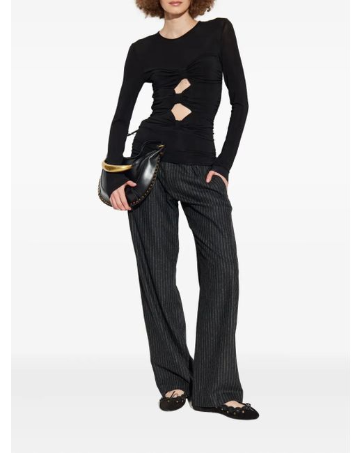 Isabel Marant Black Lisetta Pinstripe Pleated Straight Trousers