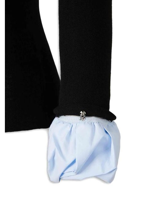 Dorothee Schumacher Black Ruffled-Cuff Knitted Top