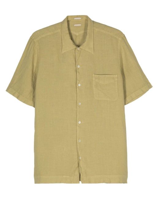 Massimo Alba Yellow Poplin Linen Shirt for men