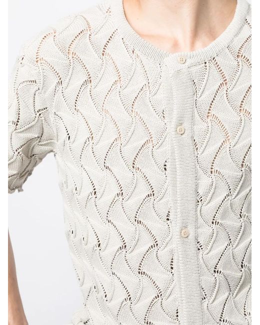 Robyn Lynch White Wave Short-Sleeve Cotton Cardigan for men