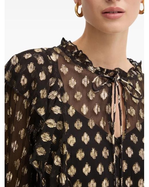 Never Fully Dressed Black Geometric-Print Ruffled Blouse