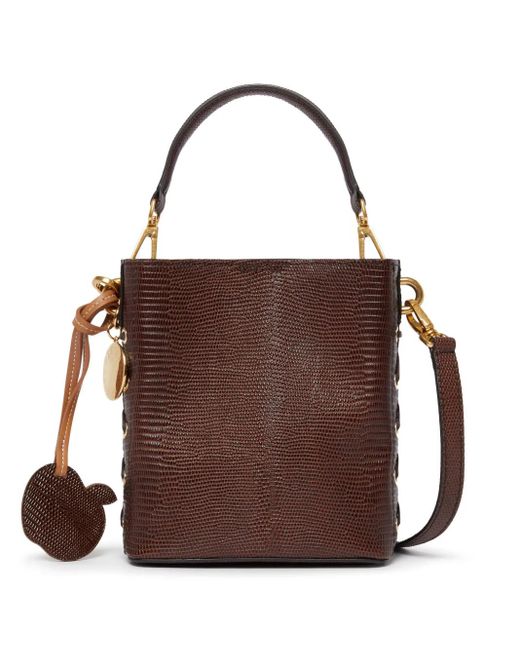 Stella McCartney Brown Logo-Charm Faux-Leather Bucket Bag