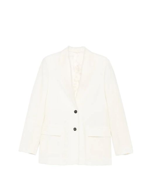 Totême White Fringed-Trim Blazer