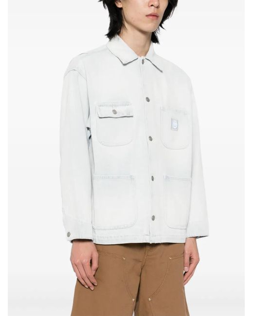Joshua Sanders White Logo-Patch Denim Jacket for men