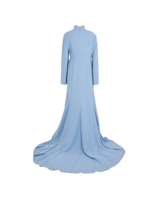 Solace London Blue Draped Flared-Sleeve Dress