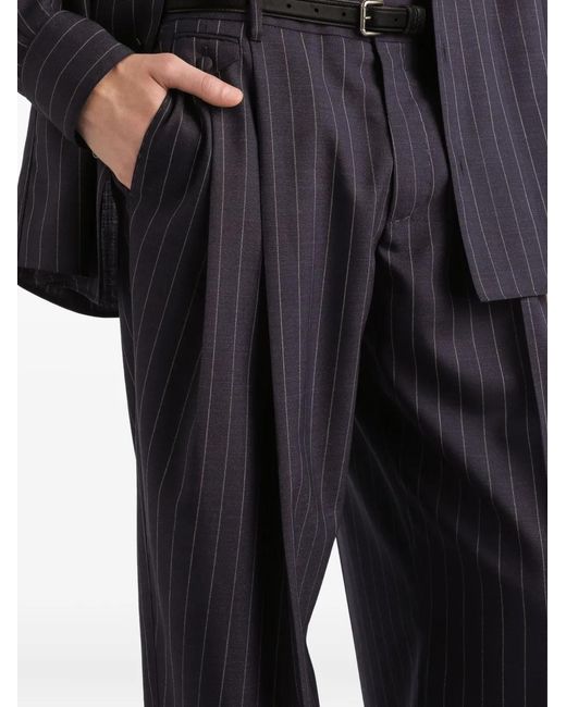 Dolce & Gabbana Blue Striped-Pattern Pleated Trousers for men