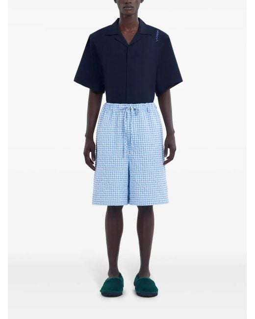 Marni Blue Check-Pattern Shorts for men
