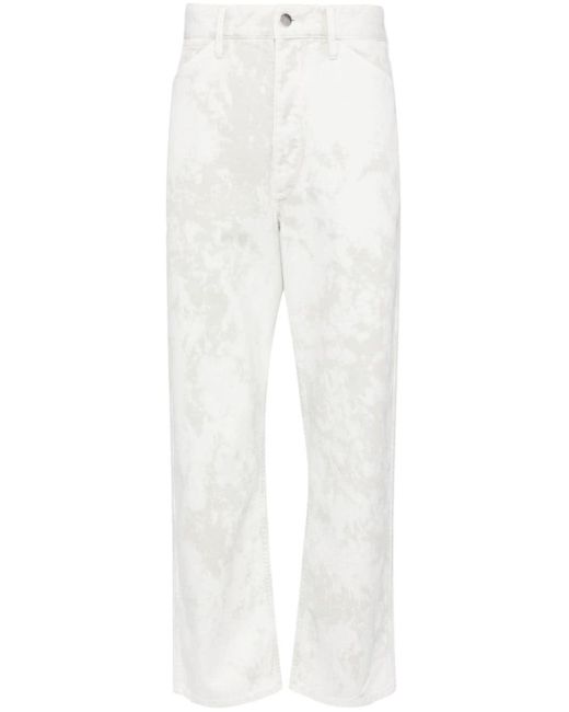 Lemaire White Bleached-effect Cropped Jeans for men