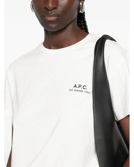 A.P.C. White Logo-Print Short-Sleeve Cotton T-Shirt