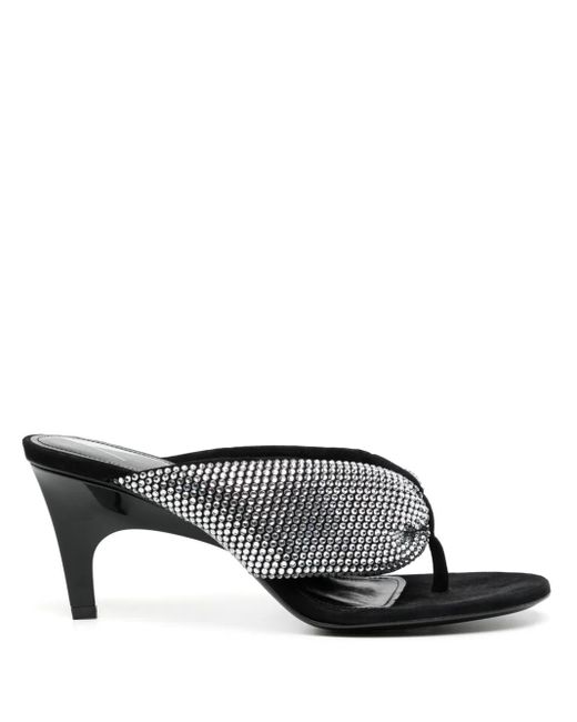 The Attico Gray Strass Embellished Thong Sandals