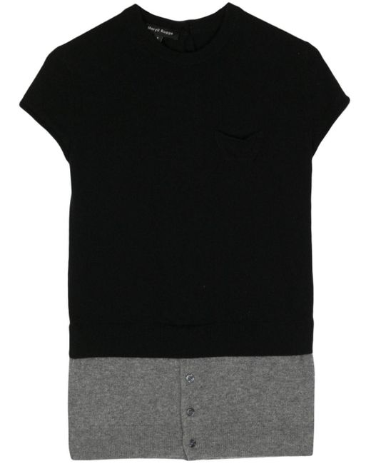 MERYLL ROGGE Black Two-tone Cashmere Top
